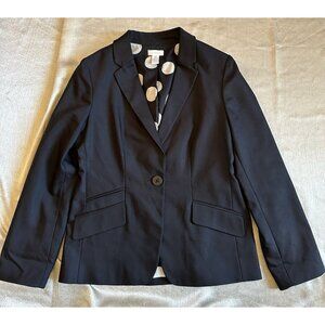 Chicos Womens 0 Black 1 Button Blazer Polka Dot‎ Print Lined Polyester Blend